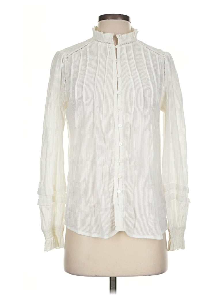 Pre-owned Faherty Long Sleeve Blouse In Ivory