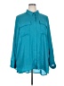 Boutique + 100% Polyester Teal Long Sleeve Polo Size 2X Plus - photo 1