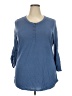 Faded Glory Blue Long Sleeve Henley Size 2X - photo 1