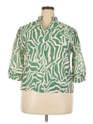 Unbranded 3/4 Sleeve Button-Down Shirt (view 1)