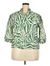 Unbranded Animal Print Green 3/4 Sleeve Button-Down Shirt Size 4X - photo 1