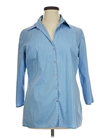 New York & Company 3/4 Sleeve Button-Down Shirt (view 1)