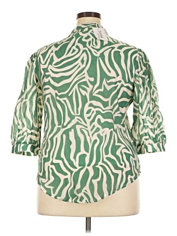 Unbranded 3/4 Sleeve Button-Down Shirt (view 2)