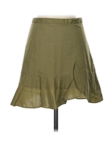 Madewell Ruffle-Wrap Mini Skirt in Expat Olive (view 1)