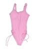 Unbranded Solid Pink One Piece Swimsuit Size 13 - 14 - photo 1