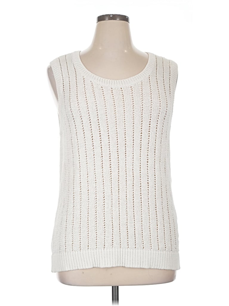 Pre-owned Ann Taylor Loft Sweater Vest In White