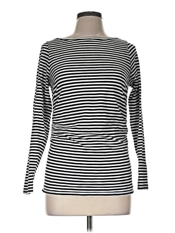 Madewell Striped Ruched Crewneck Long-Sleeve Tee in Soft Slub (view 1)