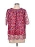 T Tahari 100% Polyester Pink Short Sleeve Blouse Size L - photo 1