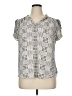 41Hawthorn 100% Polyester Houndstooth Silver Short Sleeve Blouse Size XL - photo 1