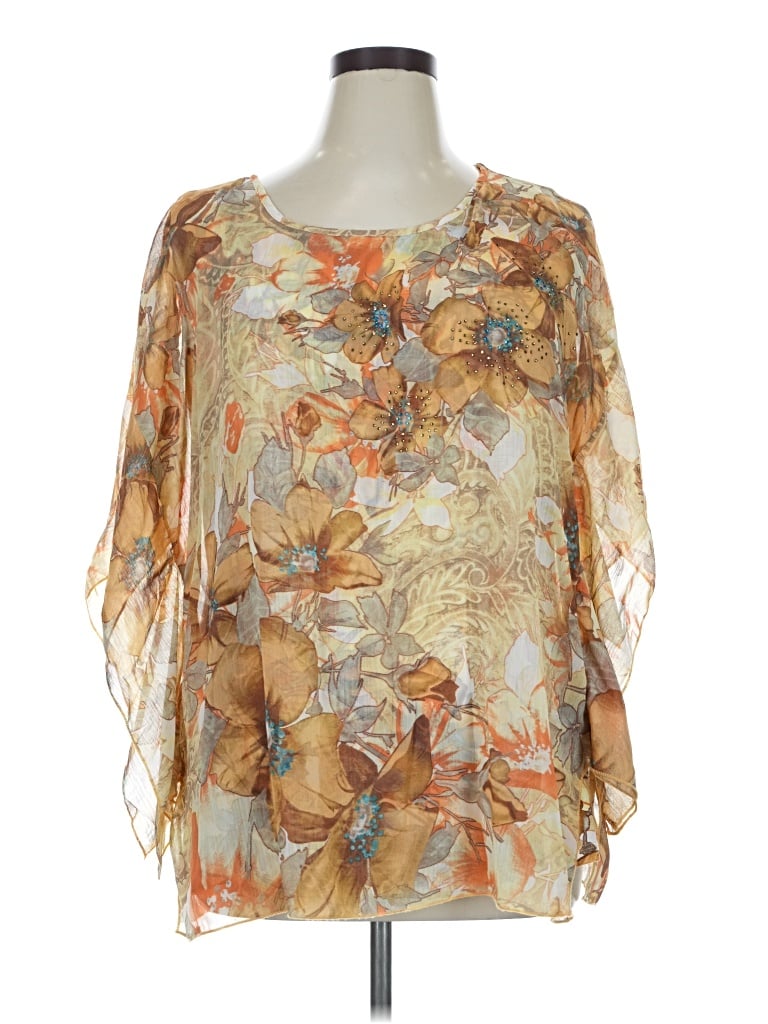 Pre-owned Ny Collection 3/4 Sleeve Blouse In Gold