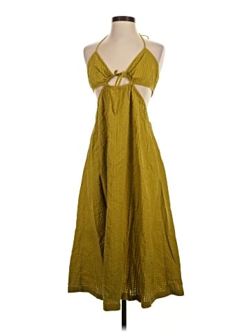Madewell Seersucker Tie-Front Cutout Midi Dress (view 1)