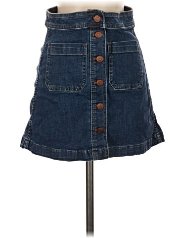 Madewell Stretch Denim A-Line Mini Skirt in Salisbury Wash: Patch Pocket Edition (view 1)