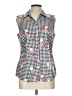 Charter Club Houndstooth Ivory Sleeveless Button-Down Shirt Size 10 - photo 1