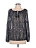 Lucky Brand 100% Polyester Gray Long Sleeve Blouse Size L - photo 1