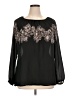 Ann Taylor LOFT Floral Graphic Black Long Sleeve Blouse Size XL - photo 1