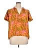 Rose + Olive 100% Polyester Tropical Orange Short Sleeve Blouse Size XL - photo 1