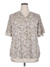 Timeson 100% Polyester Floral Ivory Short Sleeve Blouse Size XXL - photo 1