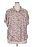 Timeson 100% Polyester Floral Tan Short Sleeve Blouse Size XXL - photo 1