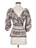 BCBGMAXAZRIA 100% Silk Silver 3/4 Sleeve Silk Top Size XS - photo 1