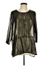 Signature Studio 100% Polyester Metallic Black 3/4 Sleeve Blouse Size L - photo 1