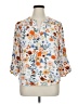 St. John's Bay Floral Orange 3/4 Sleeve Blouse Size 0X - photo 1