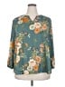 Monday Fun 100% Polyester Floral Teal 3/4 Sleeve Blouse Size 2X - photo 1