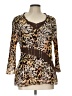 Lindi 100% Polyester Animal Print Brown 3/4 Sleeve Blouse Size L - photo 1