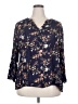 Monday Fun 100% Rayon Floral Blue 3/4 Sleeve Blouse Size 2X - photo 1
