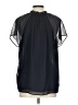 Ann Taylor 100% Polyester Black Short Sleeve Blouse Size L - photo 2