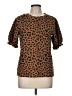 THML Animal Print Brown Short Sleeve Blouse Size M - photo 1