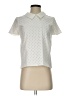 ASOS 100% Polyester Chevron-herringbone Ivory Red Short Sleeve Blouse Size 4 - photo 1