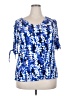 Liz Claiborne 100% Polyester Blue Short Sleeve Blouse Size XXL - photo 1