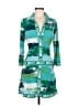BCBGMAXAZRIA Argyle Checkered-gingham Chevron-herringbone Color Block Fair Isle Floral Damask Graphic Marled Ombre Plaid Paisley Stripes Green Casual Dress Size M - photo 1