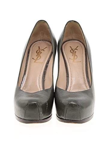 Yves Saint Laurent Rive Gauche Leather Tribtoo Platform Pumps (view 2)