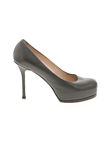 Yves Saint Laurent Rive Gauche Leather Tribtoo Platform Pumps (view 1)