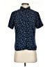 Laura Scott 100% Polyester Floral Blue Short Sleeve Blouse Size S - photo 1