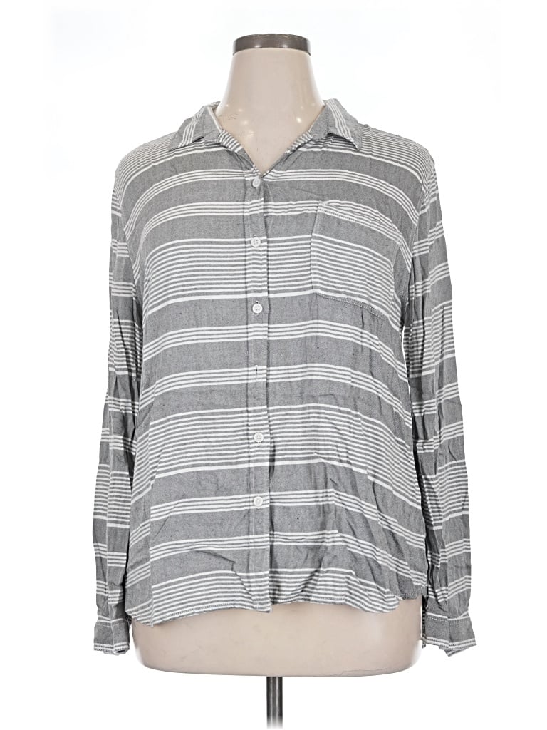 Pre-owned Beachlunchlounge Long Sleeve Button Down Shirt In Gray
