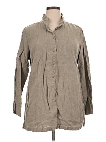 Flax 3/4 Sleeve Button-Down Shirt (view 1)