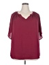 Unbranded 100% Polyester Burgundy Short Sleeve Blouse Size 3X - photo 1