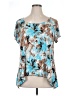 Brittany Black Teal Short Sleeve Blouse Size XL (estimated) - photo 1