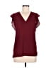 Express 100% Polyester Burgundy Short Sleeve Blouse Size M - photo 1