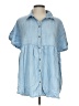 Easel 100% Tencel Blue Short Sleeve Button-Down Shirt Size L - photo 1