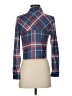 Passport 100% Polyester Plaid Blue Long Sleeve Blouse Size S - photo 2