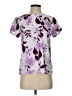 Ann Taylor 100% Polyester Floral Purple Short Sleeve Blouse Size XXS - photo 1