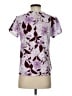 Ann Taylor 100% Polyester Floral Purple Short Sleeve Blouse Size XXS - photo 2