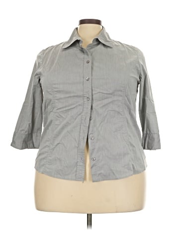 Fashion Bug 3/4 Sleeve Button-Down Shirt (view 1)