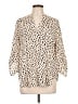 Lush 100% Polyester Animal Print Tan 3/4 Sleeve Blouse Size L - photo 1