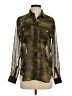 Banana Republic 100% Polyester Camo Green Long Sleeve Blouse Size XS - photo 1