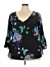 City Chic Black 3/4 Sleeve Blouse Size 18 Plus (M) - photo 1