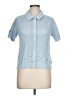 Just Fab 100% Cotton Blue Short Sleeve Blouse Size L - photo 1
